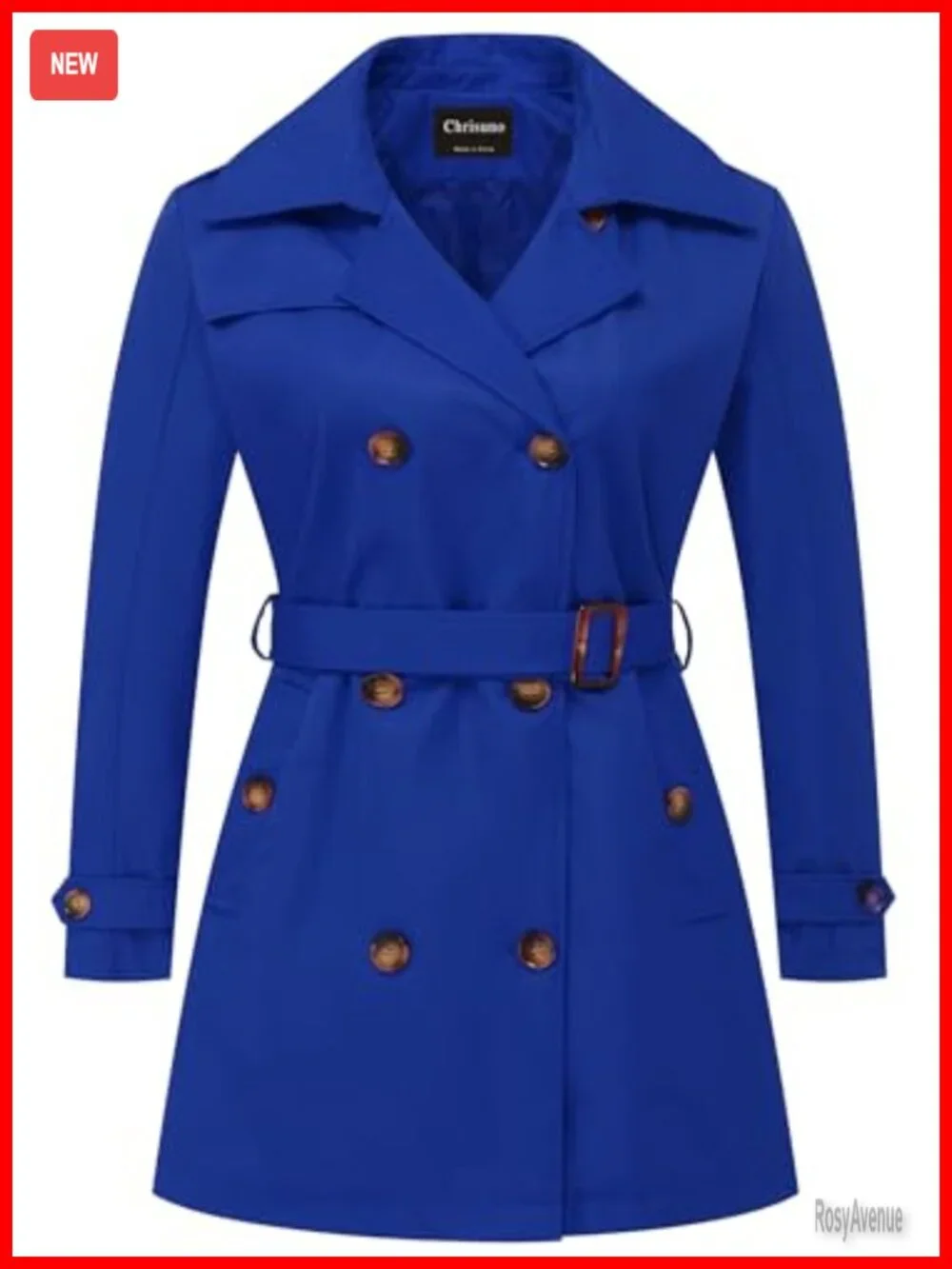 Women's Plus Size Double Breasted Trench Coat Belted Overcoat Detachable Hood